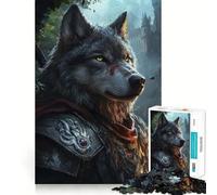 Heroic Wolf Samurai Jigsaw Puzzles for Adults 1000 Pieces Cognitive Skill Bright Color Fun Challenge Perfect Decor (38x26cm)