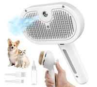 HeroKitty Spray Cat Brush for Shedding, Steamy Cats Remove Static Flying Hair Self Cleaning Dogs Long and Short Pets Grooming Tangled Loose (White)