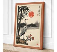 Heron and Plum Blossoms Canvas Wall Art Print 24x16 Inch (61 x 41 cm)