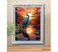 Heron,Animal 5D Diamond Painting Kits,Diamond Art Kits for Adults,DIY Full Drill Crystal Rhinestone Cross Stitch Arts and Crafts Supply for Kids,Gem Art Picture Kits for Wall Decor (30x40cm) A-7567