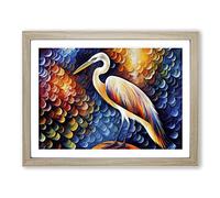 Heron Bird Abstract Vol.2 Framed Print | A3 Oak Framed Wall Art | Ready to Hang | Abstract Animal Picture | Living Room Bedroom Lounge Office