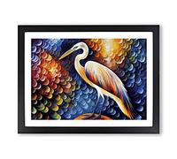 Heron Bird Abstract Vol.2 H1022 Framed Print for Living Room Bedroom Home Office Décor, Wall Art Picture Ready to Hang, Black A4 Frame (34 x 25 cm)