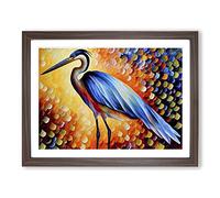 Heron Bird Abstract Vol.5 H1022 Framed Print for Living Room Bedroom Home Office Décor, Wall Art Picture Ready to Hang, Walnut A3 Frame (46 x 34 cm)
