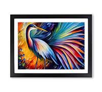 Heron Bird Abstract Vol.6 Framed Print | A2 Black Framed Wall Art | Ready to Hang | Abstract Animal Picture | Living Room Bedroom Lounge Office