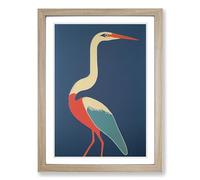 Heron Bird In Abstract Vol.2 Framed Print | A2 Oak Framed Wall Art | Ready to Hang | Abstract Animal Picture | Living Room Bedroom Lounge Office
