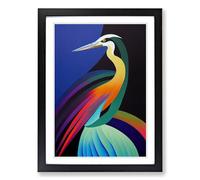 Heron Bird In Abstract Vol.3 Framed Print | A2 Black Framed Wall Art | Ready to Hang | Abstract Animal Picture | Living Room Bedroom Lounge Office