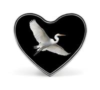 Heron Bird in Flight Badge Pin Brooch Button Stylish Heart Shaped Decorative for Clothes Backpacks Hats