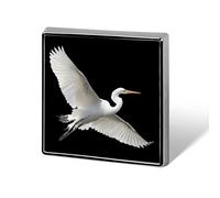 Heron Bird in Flight Fasion Badge Pin Brooch Button Square Shaped Decor for Hat Backpacks 0.7 Inch