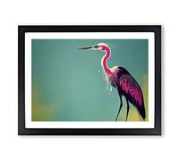 Heron Bird Splash Vol.1 Abstract WHT Framed Print | A3 Black Framed Wall Art | Ready to Hang | Abstract Animal Picture | Living Room Bedroom Lounge Office