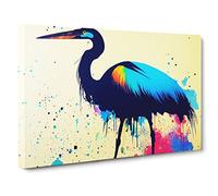 Heron Bird Splash Vol.3 Abstract Canvas Wall Art Print Ready to Hang, Framed Picture for Living Room Bedroom Home Office Décor, 30x20 Inch (76x50 cm)