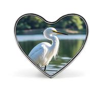 Heron Button Pin Heart Shape Alloy Lapel Pins Badges Novelty Funny Enamel Pins Personalized Pinback Button Badges Cute Heart Brooche for Jackets Bags