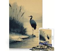 Heron by The Water's Edge Jigsaw Puzzles for Teenagers 1000 Piece Cozy Fun Good Thick Family Game Evening Game (38x52cm)