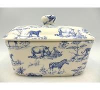 Heron Cross Pottery Blue Safari Butterdish