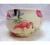 Heron Cross Pottery Pretty flamingo open sugar bowl