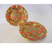 Heron Cross Pottery Set of 2 William Morris red strawberry thief design china coasters.