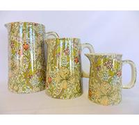 Heron Cross Pottery Set of 3 William Morris golden lilly design jugs
