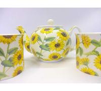Heron Cross Pottery Tea for two in sunflower design by the Abbeydale Collection.