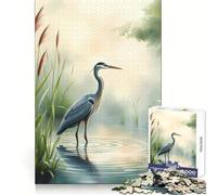 Heron in Misty Waters 1000-piece Puzzle for Teenagers Logic Build Precise Connection Fun Challenge Furniture Decor (38x26cm)