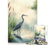 Heron in Misty Waters Jigsaws 1000 Pieces for Adults Indoor Play DownTime Game Family Game Table Accent (38x52cm)