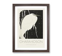 Heron In The Snow By Ohara Koson Exhibition Museum Asian Japanese Framed Print | A3 Walnut Framed Wall Art | Ready to Hang | Asian Animal Picture | Living Room Bedroom Lounge Office