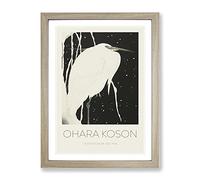 Heron In The Snow By Ohara Koson Exhibition Museum Asian Japanese Framed Print | A4 Oak Framed Wall Art | Ready to Hang | Asian Animal Picture | Living Room Bedroom Lounge Office