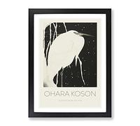 Heron In The Snow By Ohara Koson Exhibition Museum Asian Japanese Framed Wall Art Print, Ready to Hang Picture for Living Room Bedroom Home Office Décor, Black A2 (64 x 46 cm)