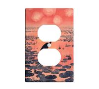 Heron Light Switch Cover Plates/Outlet Covers, Sunset Orange Water Lily Design, Thermoplastic Wall Plates, Standard Size Single Duplex Outlet