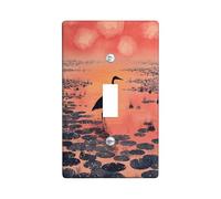 Heron Light Switch Cover Plates/Outlet Covers, Sunset Orange Water Lily Design, Thermoplastic Wall Plates, Standard Size Single Toggle
