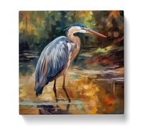 Heron Neo-Impressionism Canvas Print | Gallery Wrapped 30mm Frame Wall Art | 20x20 inches | Ready to Hang | Impressionist Picture | Living Room Bedroom Lounge Office