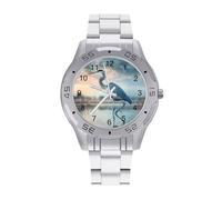Heron On The Beach Watches for Men Business Dress Watch Analog Quartz Wristwatch Stainless Steel Band