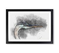 Heron Portrait in Abstract Framed Print | A2 Black Framed Wall Art | Ready to Hang | Abstract Animal Picture | Living Room Bedroom Lounge Office