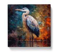 Heron Post-Impressionism Canvas Print | Gallery Wrapped 30mm Frame Wall Art | 20x20 inches | Ready to Hang | Impressionist Picture | Living Room Bedroom Lounge Office