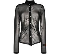 Heron Preston Georgette ruched long-sleeve shirt - Black S-M