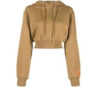 Heron Preston slogan-print cropped hoodie - Brown XXS