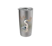 Heron Reflections in Reeds Bird Scene Stainless Steel Insulated Tumbler