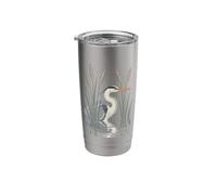 Heron Reflections in Reeds Bird Scene Stainless Steel Insulated Tumbler