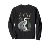 Heron Reflections In Reeds Bird Scene Sweatshirt