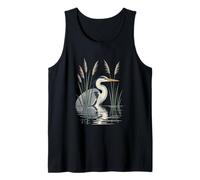 Heron Reflections in Reeds Bird Scene Tank Top