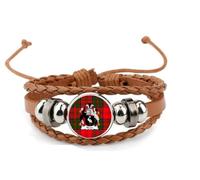 Heron Scottish Clan Coat Of Arms Crest Brown Leather Bracelet and Gift Bag