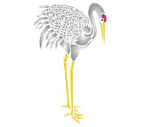 Heron Stencil - 15 x 25.5cm (M) - Reusable Japanese Oriental Crane Bird Wall Stencil Template