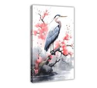 Heron Watercolor Art Poster Canvas Poster Wall Art Decor Print Picture Paintings for Living Room Bedroom Decoration 12x18inch(30x45cm)