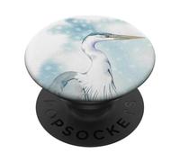 heron watercolor bird portrait PopSockets Adhesive PopGrip