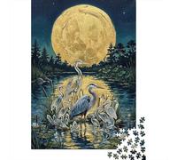 Herons And Crystals Under The Full Moon 1000 Piece Jigsaw Puzzle for Adults, 70x50cm/1000pcs, Relaxing Indoor Activity, Family Time And Year-Round Leisure