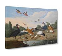Herons And Ducks By Jan Van Kessel Canvas Print | Gallery Wrapped 30mm Frame Wall Art | 30x20 inches | Ready to Hang | Classic Bird Picture | Living Room Bedroom Lounge Office
