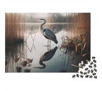 Herons in The Lake 1000-Piece Puzzle for Adults, 38x26cm/1000pcs; White Pieces with A Smooth Surface; Shared Family Time Around The Table