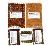 HERONS - Premium Tropical Fish Food Pack - Multi Granules, Tropical Flakes, Algae Wafers, Freeze-dried Daphnia, Freeze Dried Bloodworm - For