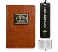 Heropen One Minute With God For Men, Daily Devotional Journal for Men | 365-day prayer journal, brown faux leather hardcover, with bookmark, compact christian gift for busy daily spiritual reading