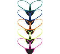 HEROPIE G-string Thongs for Women, Low Rise Micro thong Comfort Seamless Bikini Bottom No Show Breathable Panties Underwear, 5 Pack Mutilcolor C, XL
