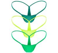 HEROPIE G-string Thongs for Women Seamless Thong Low Rise Micro Back Bikini Bottom No Show Panties Underwear, 10 Packs, 3 Pack Awakening Green, M