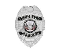 Hero's Pride Security Officer Badge, Enameled & Plated, 5PC Pin Catch Design, Standard Issue Badge Size, 2-1/4 x 3-1/8", Metal, no gemstone